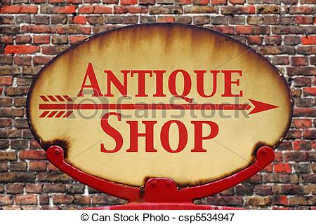 Retro sign Antique shop.