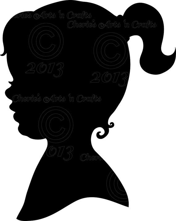 Instant Download, Little Girl Silhouette, PNG Graphics.