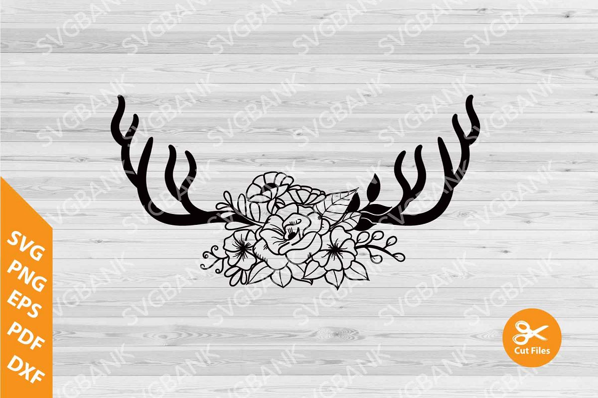 Deer Antlers Floral SVG cut file, floral antler clipart.