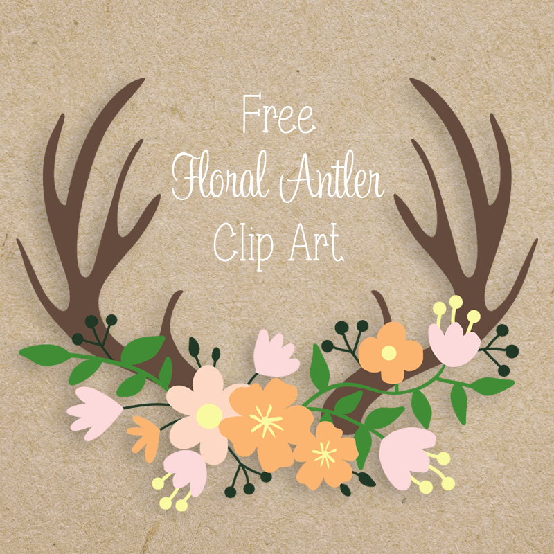 antlers and flowers clipart.