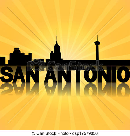 Stock Illustration of San Antonio skyline reflected.