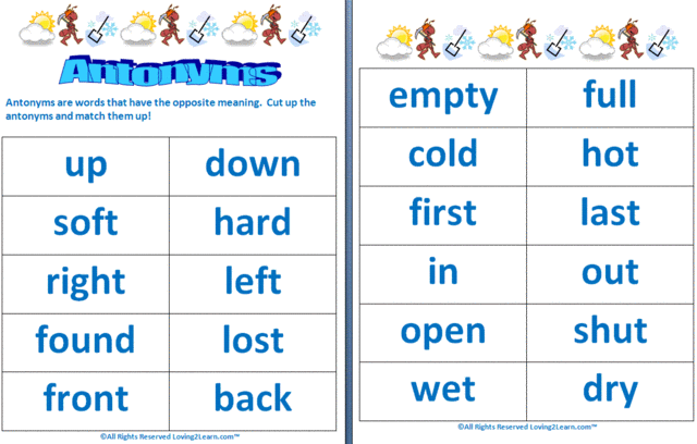 examples of antonyms