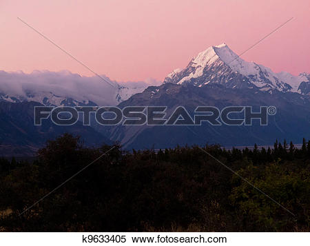 Stock Image of Aoraki, Mt Cook highest peak of Southern Alps, NZ.