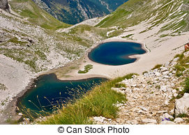 Stock Photography of Pilato lake, Italian Apennines landscape.