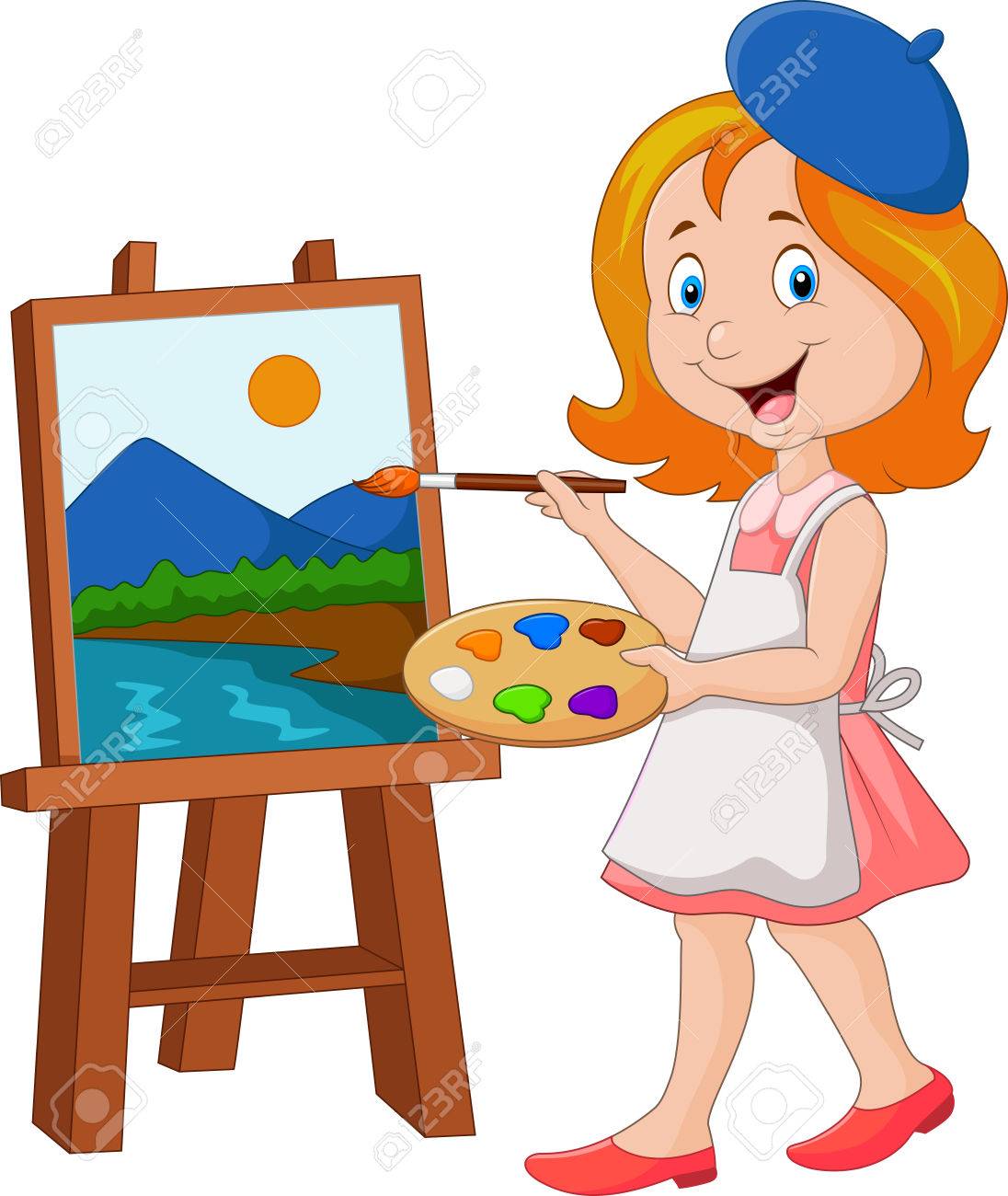 Cartoon Female Painter : Cartoon Happy Female Painter By Djart #1655195 ...