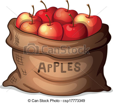 Bag of apples clipart.