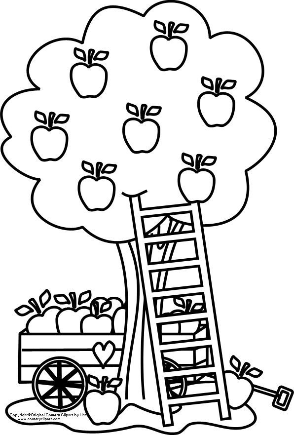 Apple Basket Coloring Page.