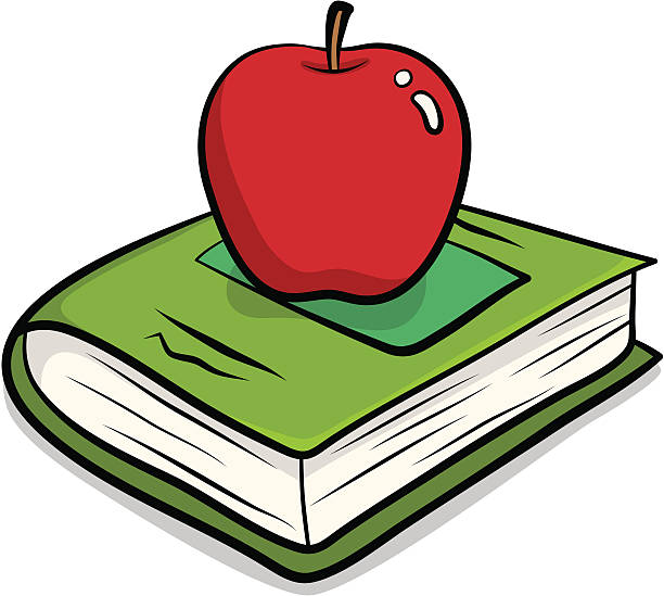 Apple With Books Clipart.