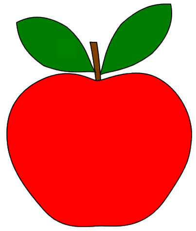 red apple with 2 leaves clipart sketch, op lge 12cm.