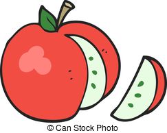Apple slice clipart. Abstract retro comic apple slice vector.