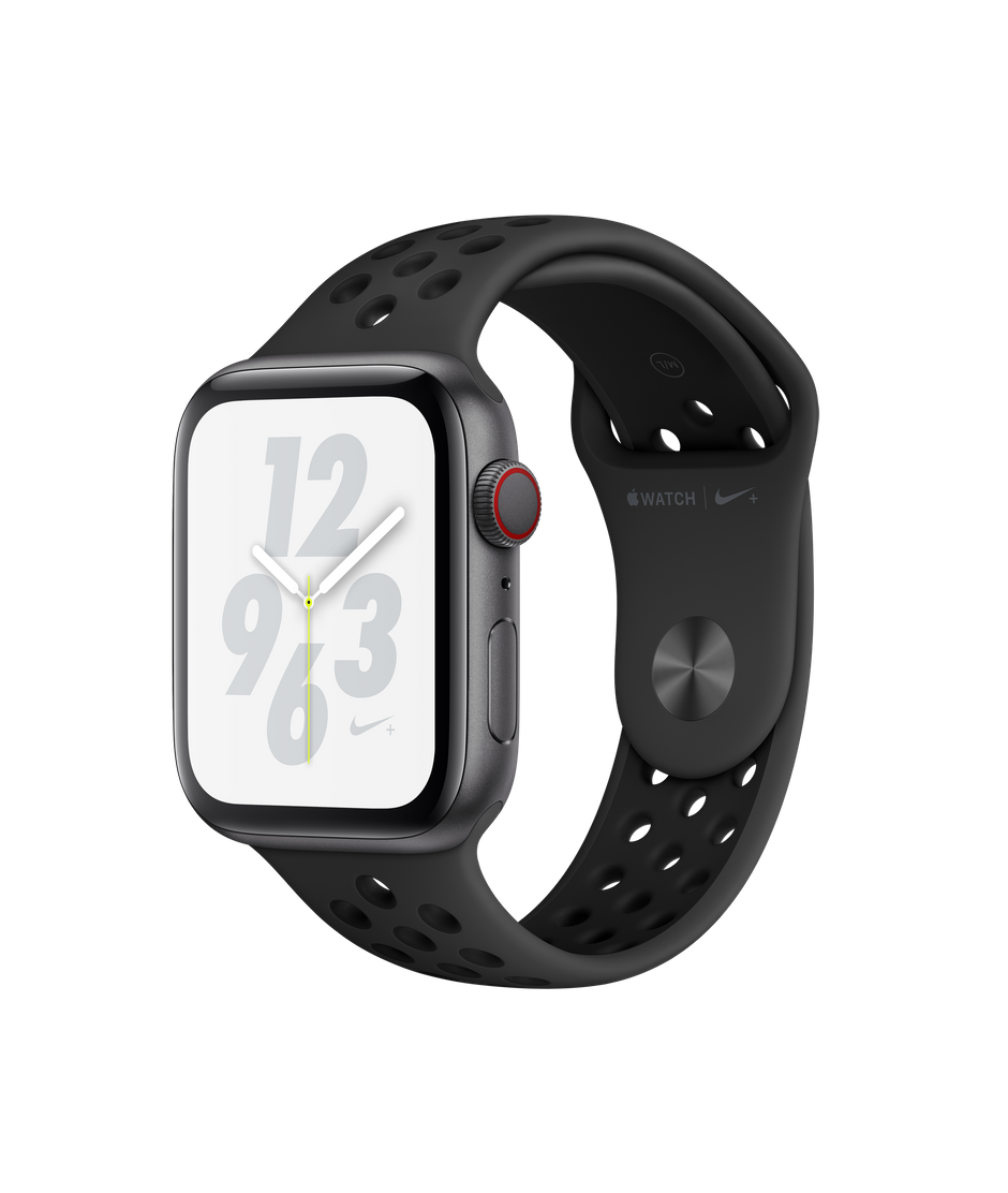 Apple Watch Nike+ Series 4 GPS + Cellular, 44mm Space Grey Aluminium Case  with Anthracite/Black Nike Sport Band.