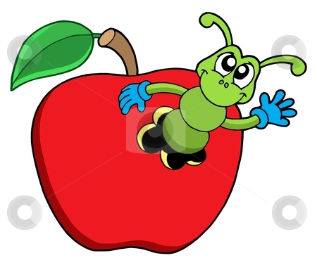 Apple And Worm Clipart.