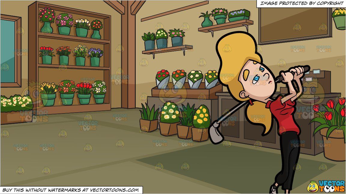 clipart #cartoon A Woman Looks On After Taking An Approach.
