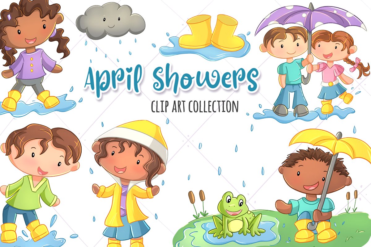 April Showers Clip Art Collection.