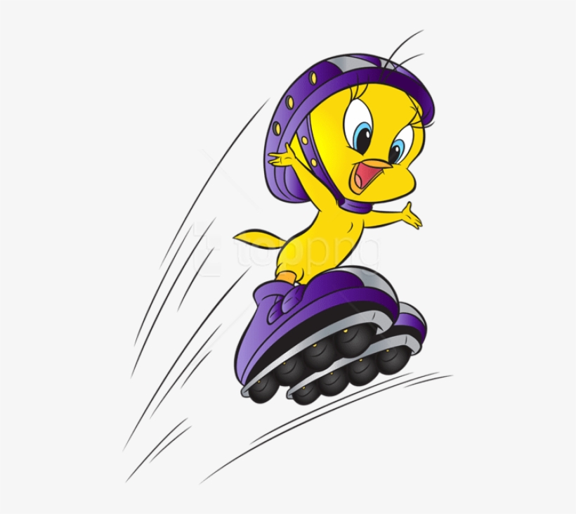 Free Png Download Tweety With Roller Skates Clipart.