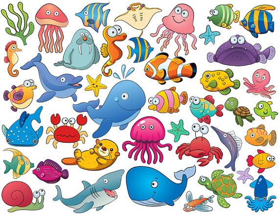 Instant Download 42 Cute Sea Animal Clip Art by OneStopDigital.