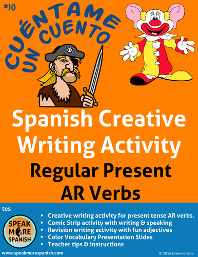 Spanish Creative Writing * Regular Present AR Verbs* Verbos Regulares con  AR * español.