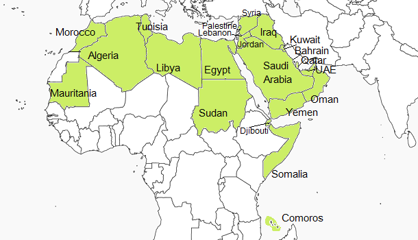 Arab World and Arabic Speaking Countries List.