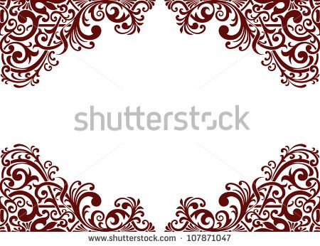 Vector vintage baroque border frame card background flower motif.