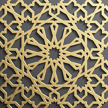 Seamless islamic pattern 3d . Traditional Arabic design.