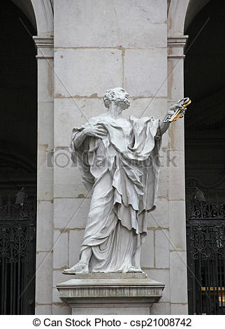 Stock Photo of St. Peter statue at Salzburg Cathedral, Austria.