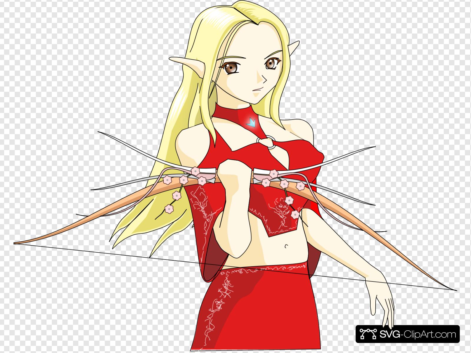 Anime Elf Archer Clip art, Icon and SVG.