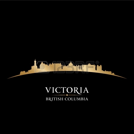 Victoria British Columbia Canada City Skyline Silhouette. Vector.
