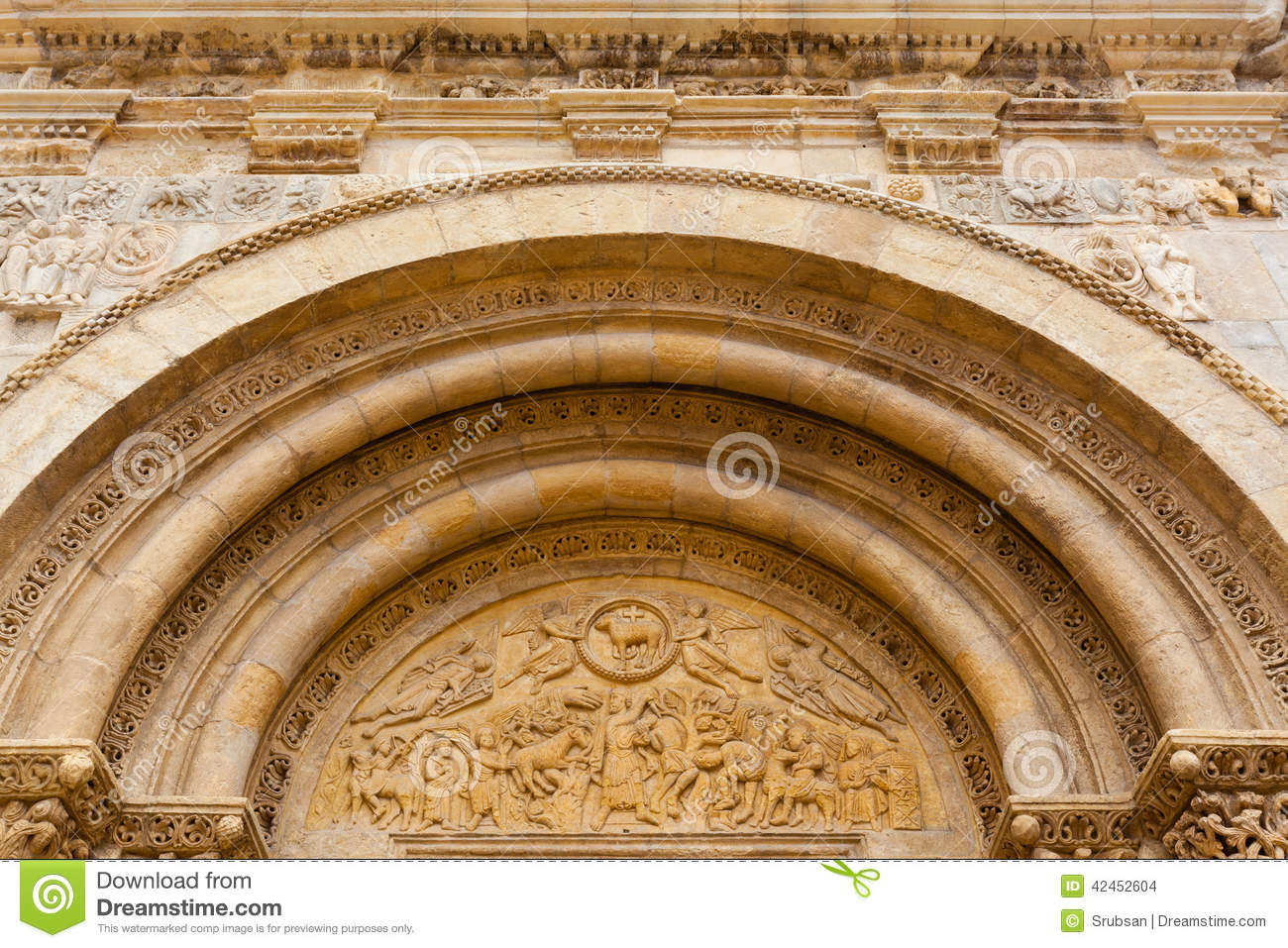 Romanesque Archivolts Stock Photo.