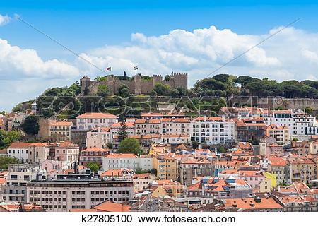 Stock Photography of Lisbon St Jorge Castle from Sao Pedro de.