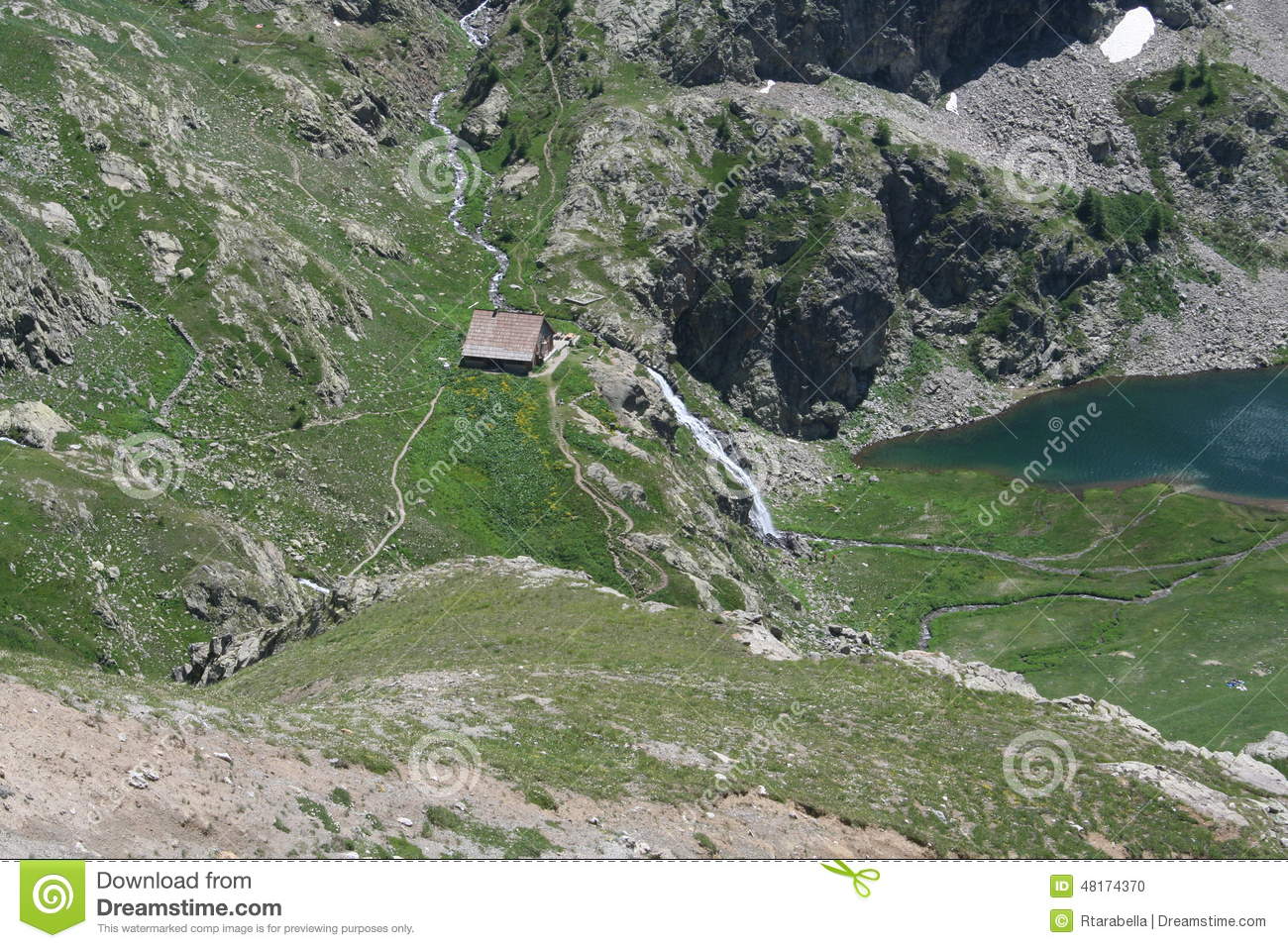 Maritime Alps, Italy. Mountain Lake And Argentera Stock Photo.