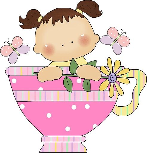 BABY GIRL IN TEA CUP CLIP ART.