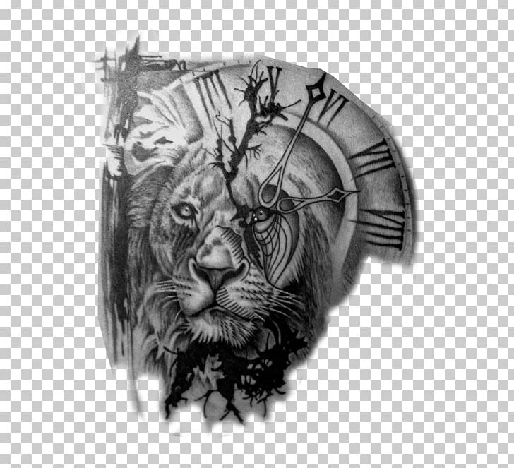 Lion Tattoo Artist Clock Black.
