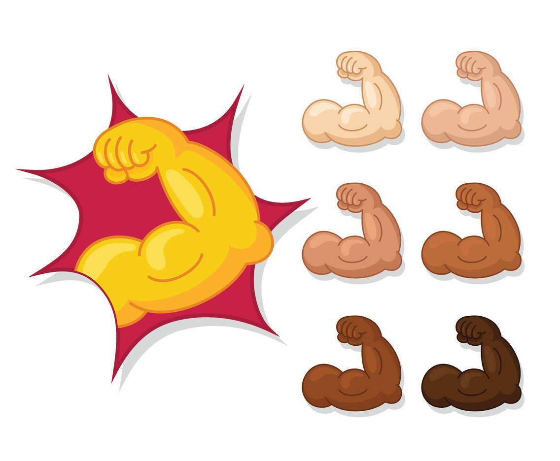 Biceps Flex Arm Cartoon Emoticon Vector Art & Graphics.