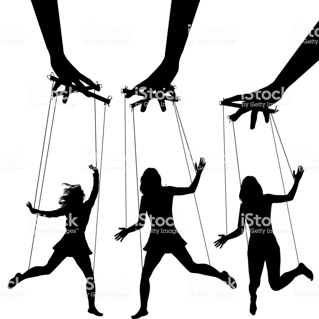Manipulating Arms Controlling Puppet Silhouettes Stock.