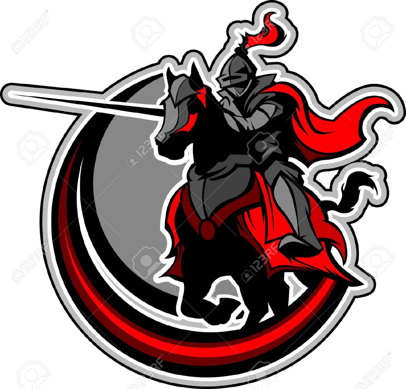 Armored Man On Horses Clipart.