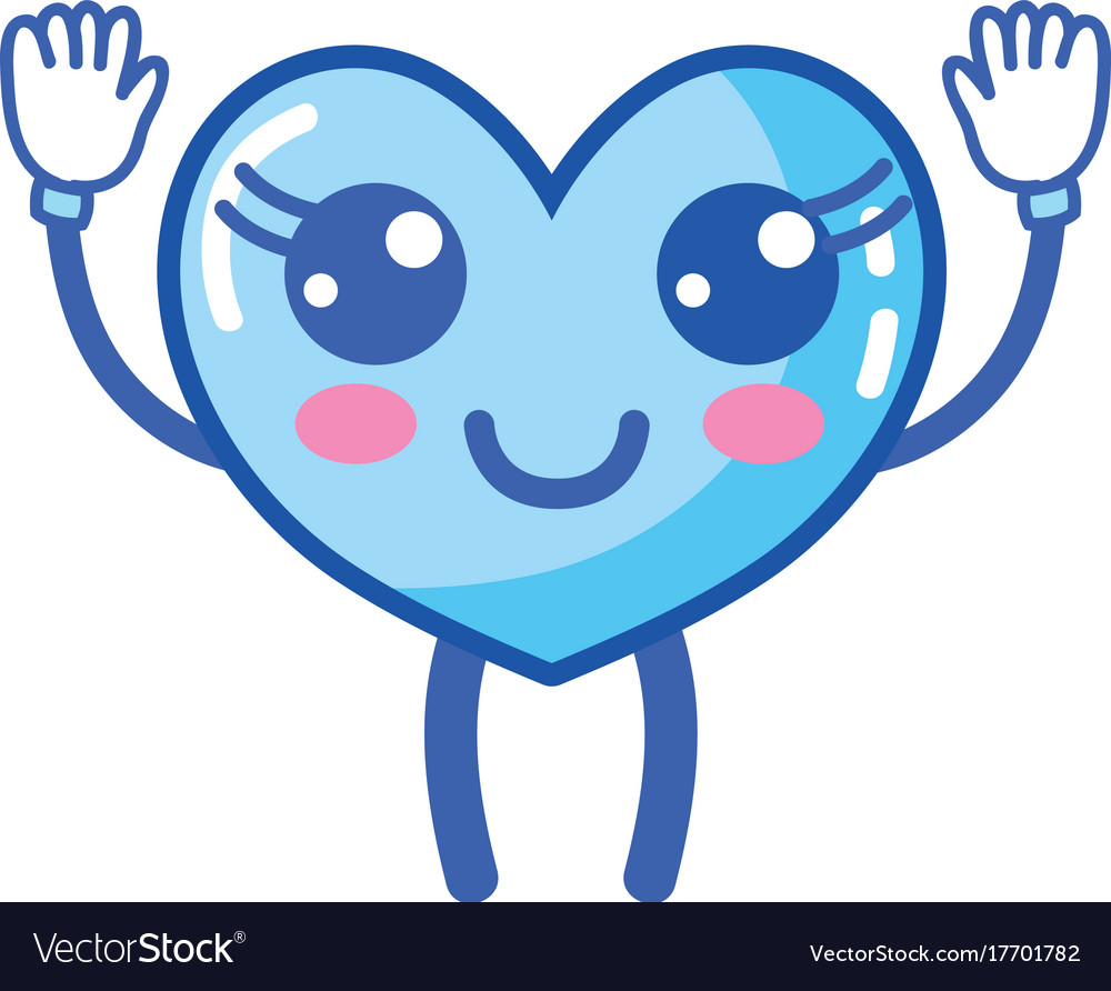 Kawaii cute happy heart with arms and legs.