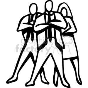 Three Business Partners with their arms Folded clipart. Royalty.