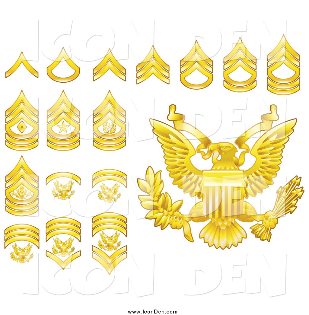 Clip Art of Gold Military American Army Enlisted Rank Insignia.