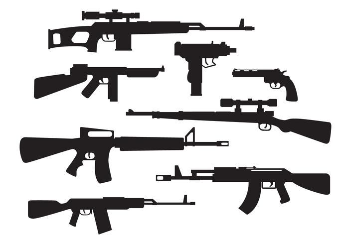 Military Weapons Silhouette Vector.