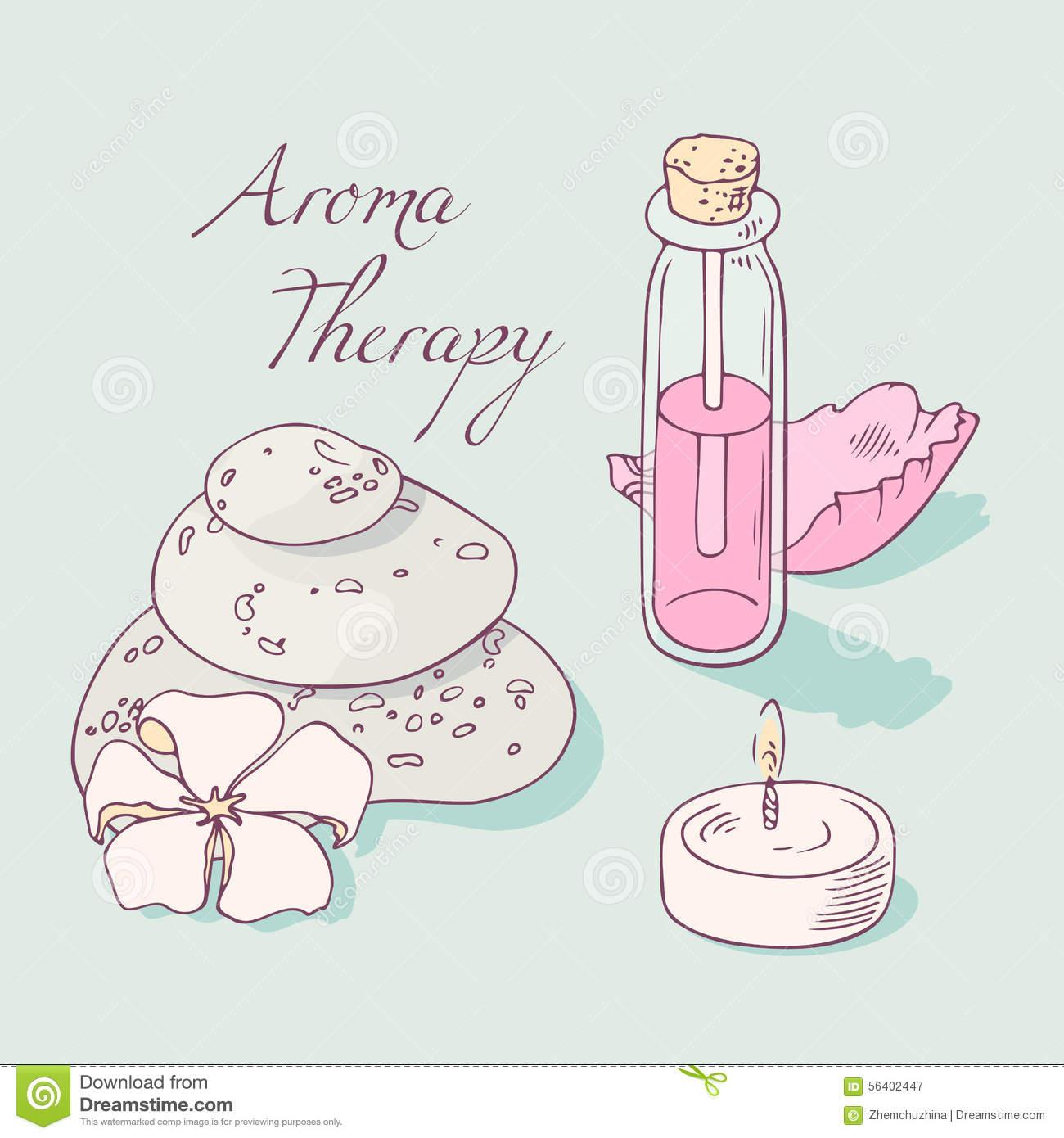 Aromatherapy And Spa Hand Drawn Vector Clip Art Stock Vector.