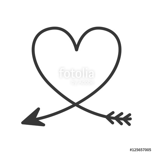 silhouette of heart with arrow vector illustration