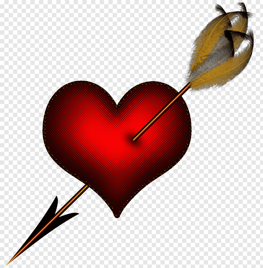 Heart illustration, Hearts and arrows, Red Heart with Arrow.