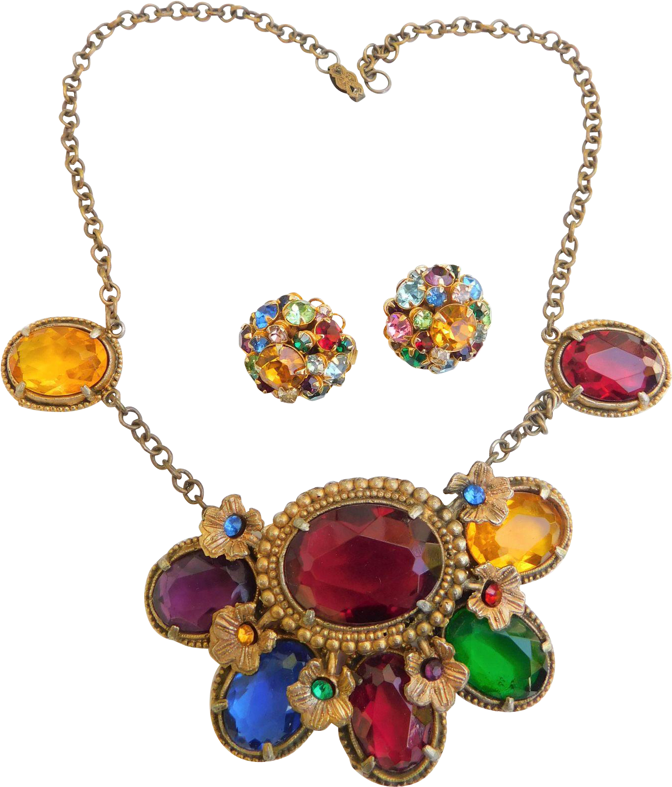 Fabulous Art Deco Moghul Royal Jewels Chunky Necklace.