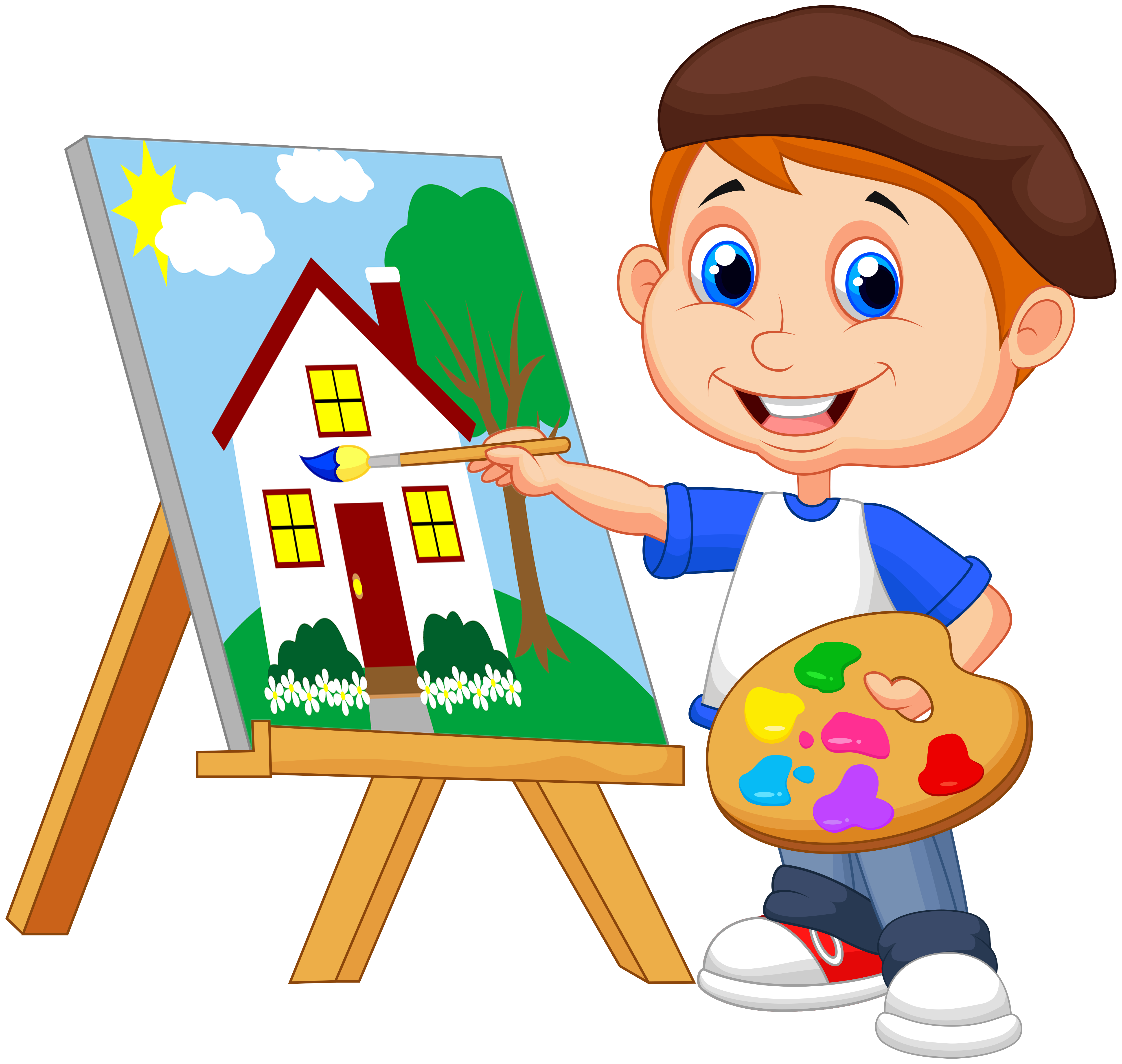 Easel clipart child painting, Easel child painting.