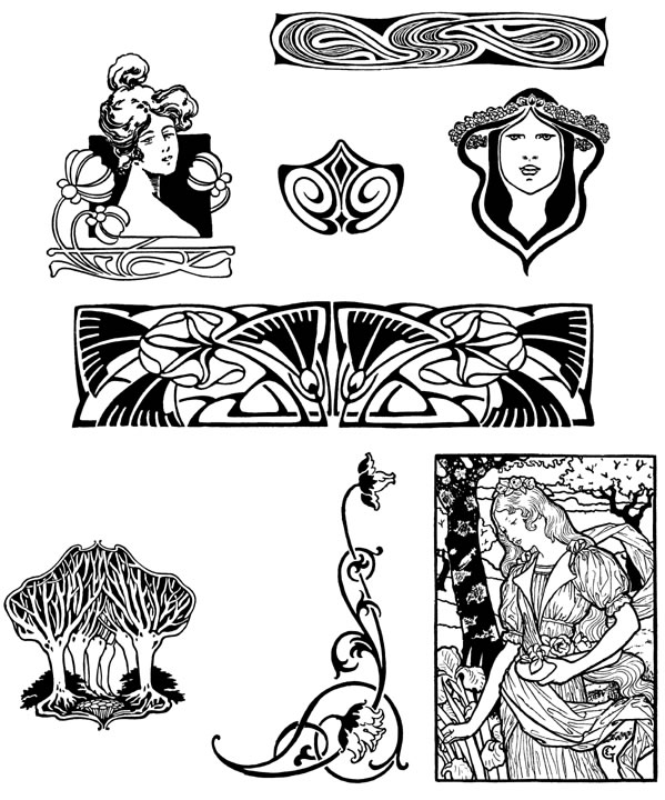 art nouveau motifs and lines Clipground