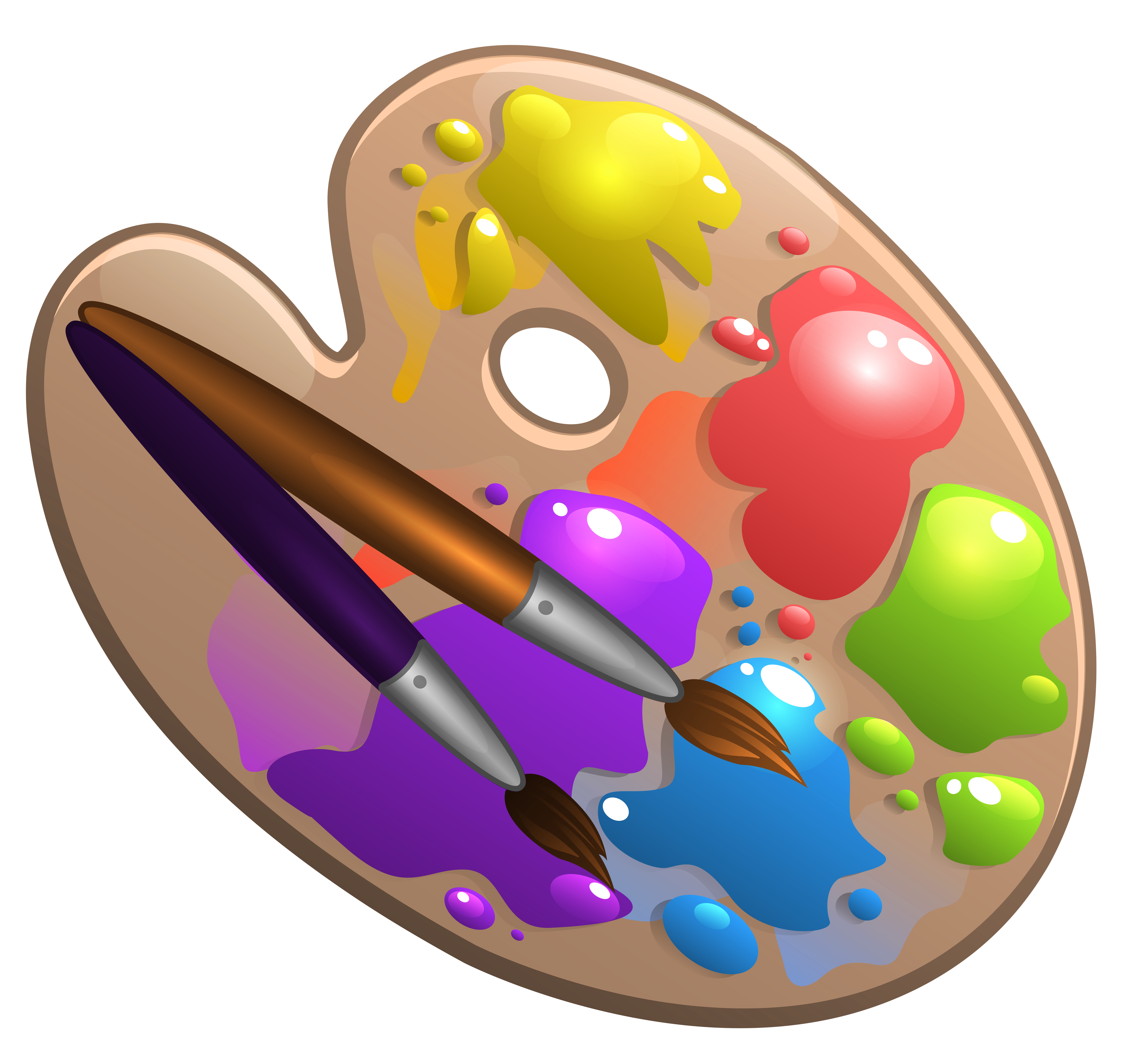 School Palette with Paint Brushes PNG Clipart Picture.