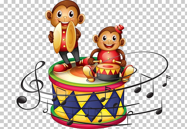 Monkey Drums , Cartoon monkey show PNG clipart.