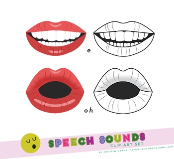 Speech Sounds Mouth Clip Art Set.