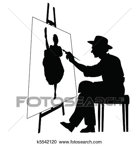 Artist with easel Clipart.