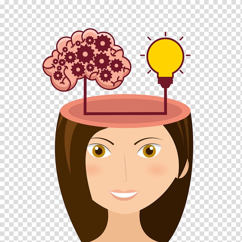 Brain Cerebrum Icon, Cartoon beauty brain thinking.